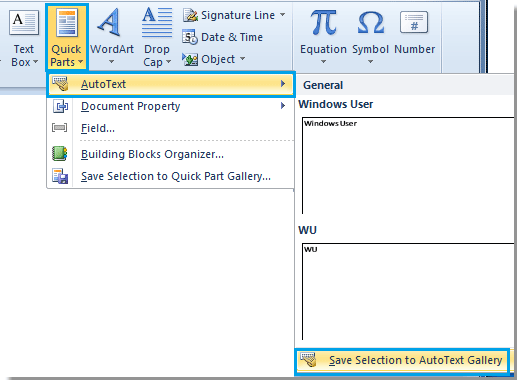 autotext in ms word