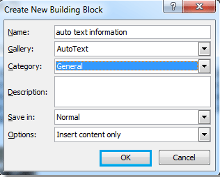 create auto text in word