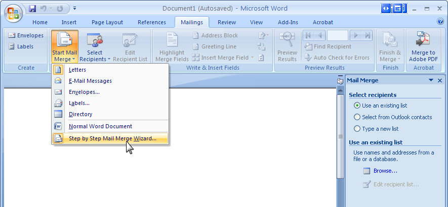 mail merge in ms word in hindi