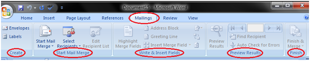 mailing tab in ms word in hindi