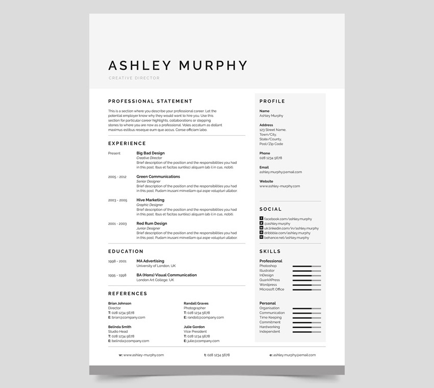 resume template in ms word