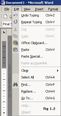 edit menu in ms word in hindi