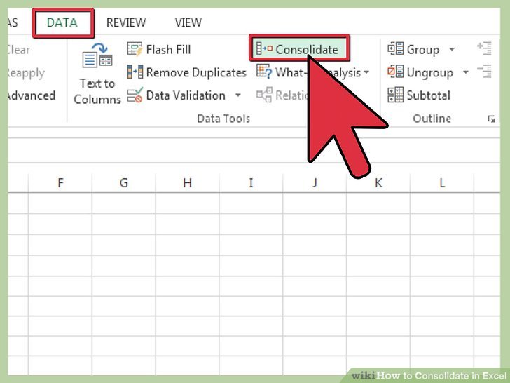 consolidate in ms excel