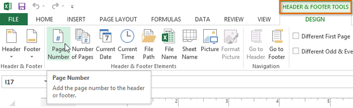 header and footer in ms excel