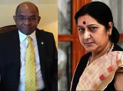 मालदीव के विदेश मंत्री अब्दुल्ला शाहिद और विदेश मंत्री सुषमा स्वराज