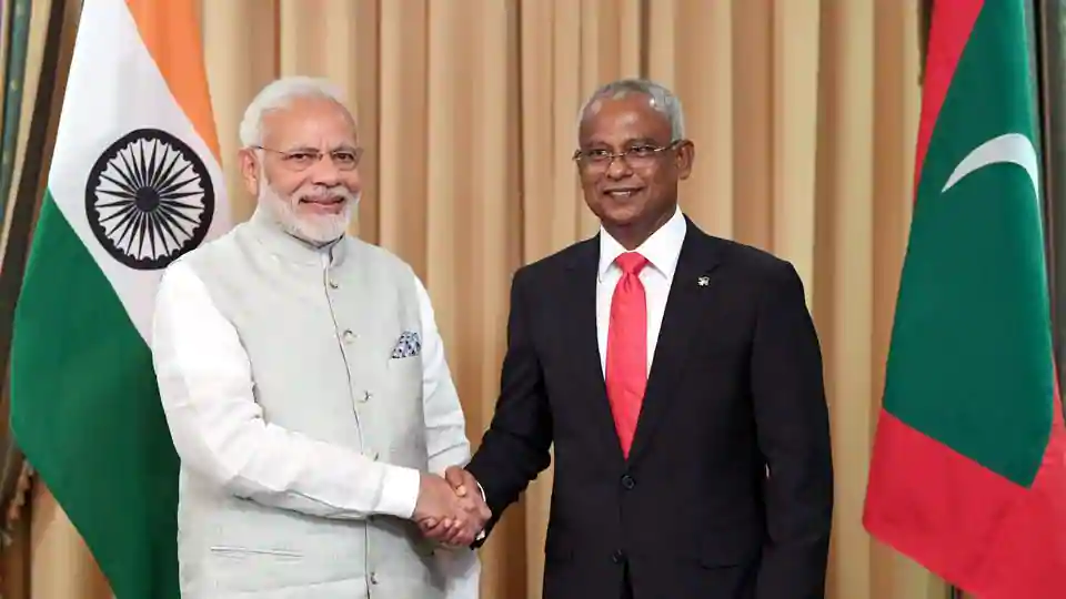 भारत के प्रधानमंत्री नरेन्द्र मोदी और मालदीव के राष्ट्रपति इब्राहीम सोलिह