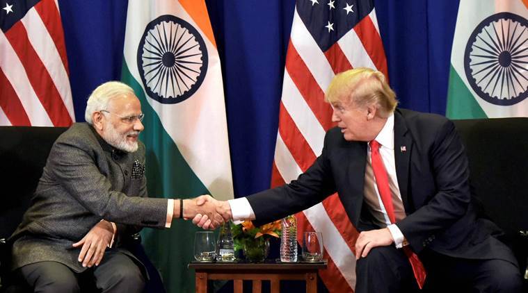 भारत के प्रधानमन्त्री नरेन्द्र मोदी और अमेरिकी राष्ट्रपति डोनाल्ड ट्रम्प