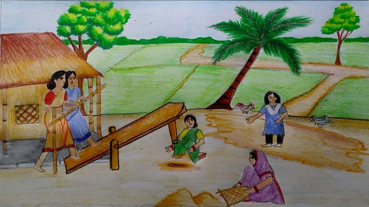a village life essay in english for kids