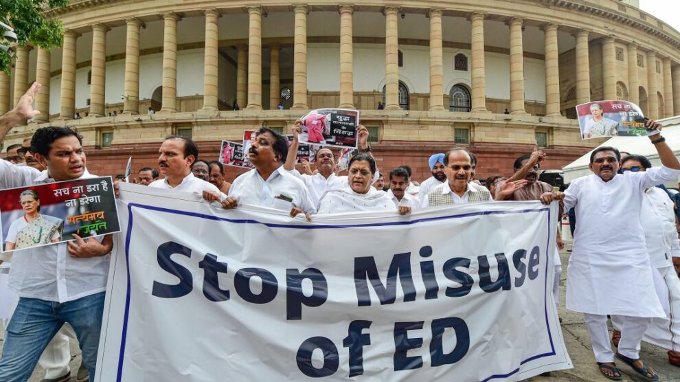 Opposition leaders Protesting against ED Action