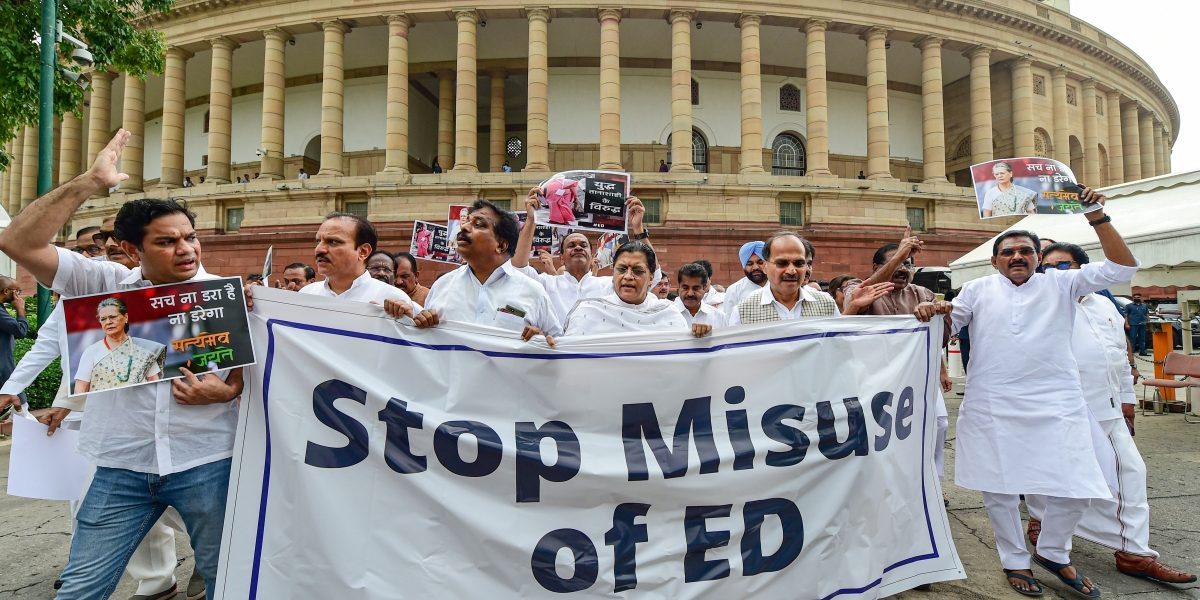 Opposition leaders Protesting against ED Action